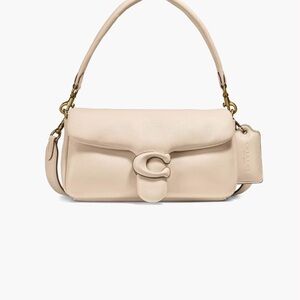 Coach Cream Shoulder Bag with Gold Hardware and Minimalist Design